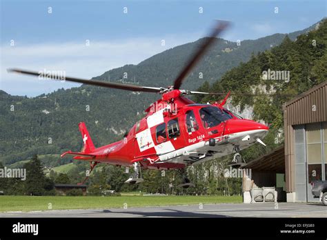 An Agustawestland Aw109 Helicopter Of The Swiss Air Rescue Rega
