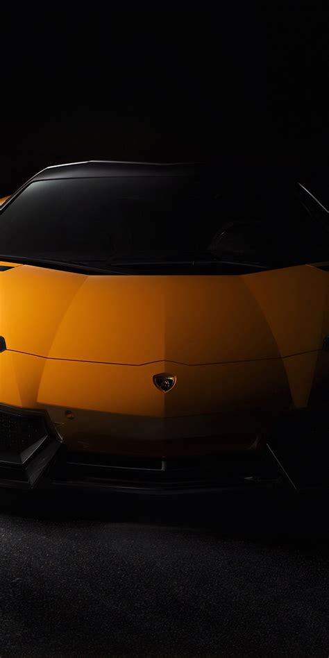 Download 1080x2160 Wallpaper Yellow Lamborghini Aventador Front Honor