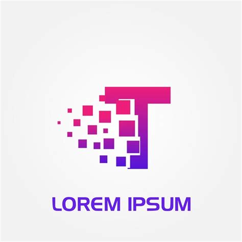 Premium Vector T Letter Pixel Flow Style Initial Logo