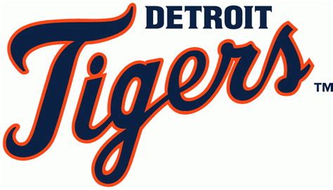 Detroit Tigers Wordmark Logo 1994 Present Detroit In Navy Above