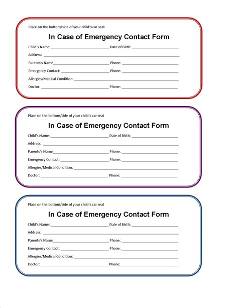 7 Best Images Of Printable Emergency Contact Information Sheet