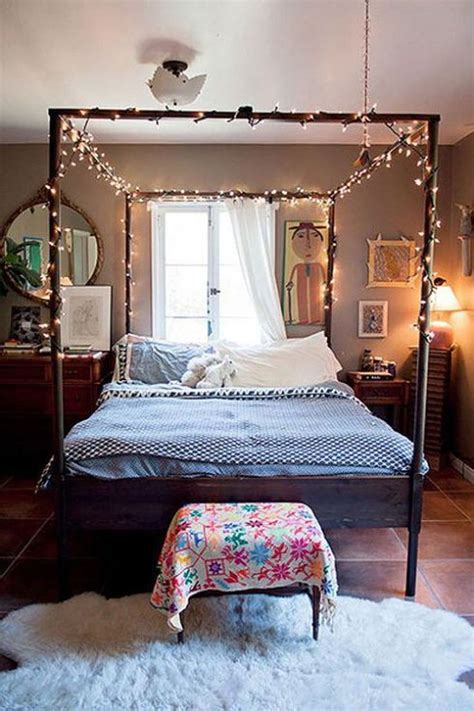 These draped cream curtains look absolutely gorgeous with these tiny lights strewn into them. Amazing Canopy Bed With Lights Decor Ideas 12 | Bed lights ...