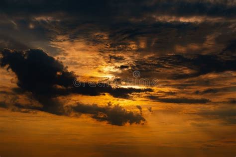 Orange Sunset Sky With Clouds Stock Image Image Of Scenic Beautiful