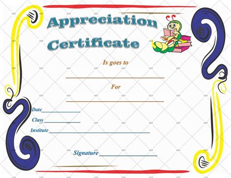 Kids School Certificate Of Appreciation Template Gct With Childrens