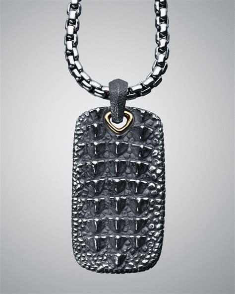 Check out our david yurman necklace selection for the very best in unique or custom, handmade pieces from our necklaces shops. David Yurman Naturals Alligator Tag Necklace in Silver for ...
