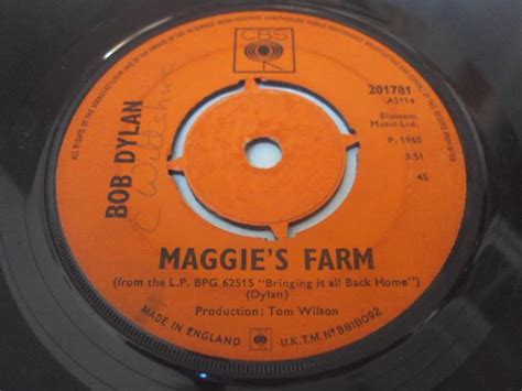 Bob Dylan Maggies Farm 7 Inch Single Top Hat Records
