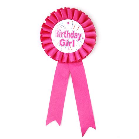 Buy Phenovo Birthday Girl Award Ribbon Badge Party Favor Shocking Pink