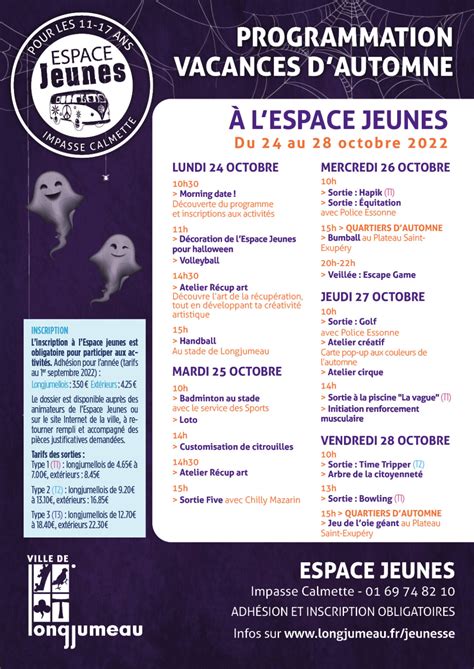 Espace Jeunes Vacances De La Toussaint 2022 Longjumeau