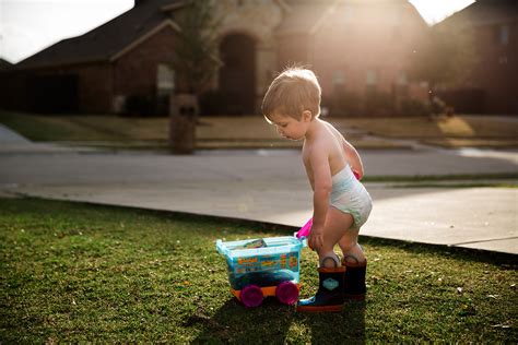 Backlit Photo Of Boy Playing Outside In His Diaper By Kimberly Milano