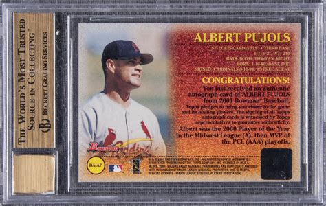 Lot Detail 2001 Bowman Autographs Ba Ap Albert Pujols Signed Rookie