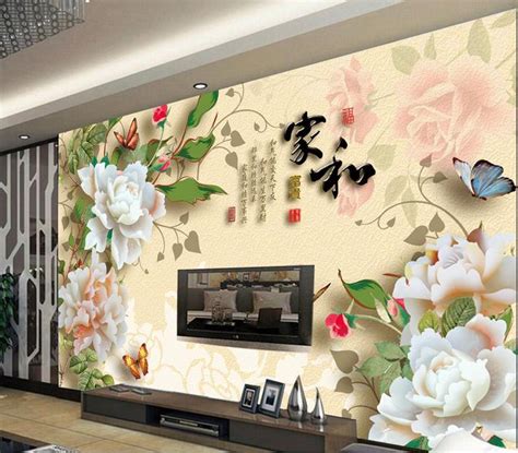 Custom 3d Photo Wallpaper Living Room Mural Peony Flower Chinese