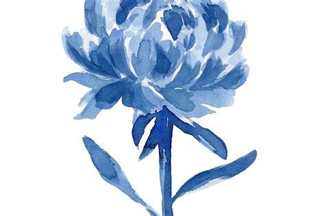 Blue Peony Flowers Set Of 4 Prints Etsy