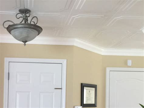 Example of a large transitional formal brown floor and shiplap ceiling living room design in boise. The Virginian - Styrofoam Ceiling Tile - 20″x20″ - #R08 ...
