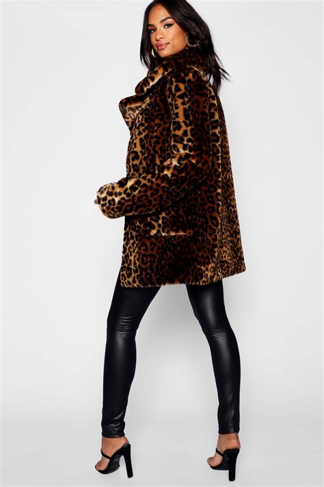 Tall Faux Fur Leopard Print Coat Leopard Print Coat Faux Fur Coats Outfit Faux Fur Fashion
