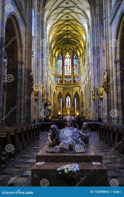 Interior Of St Vitus Cathedral In Prague Castle Editorial Image