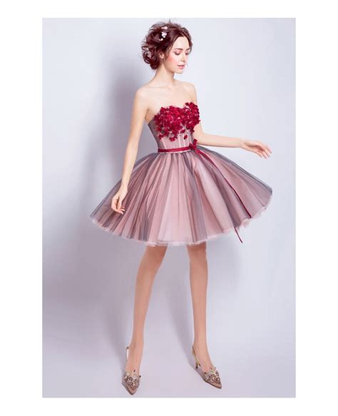Red Ball Gown Sweetheart Short Tulle Formal Dress With