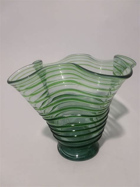 Please Help Identify Wavy Green Glass Bowl With Green Stripes