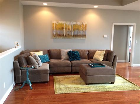 My New Living Room Gray Sectional With Teal And Yellow