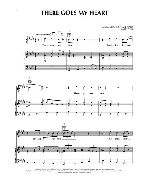 There Goes My Heart Sheet Music The Mavericks Piano Vocal And Guitar