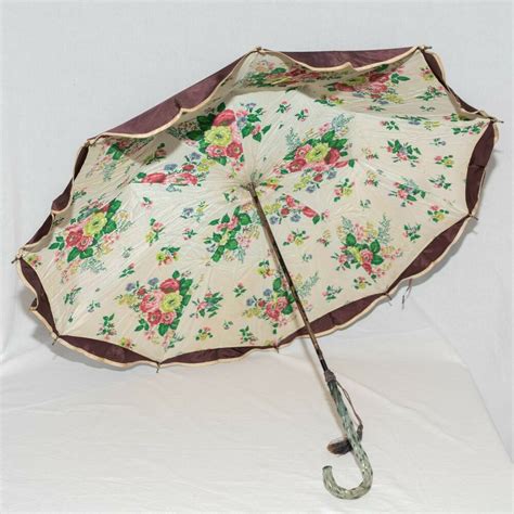 Vintage Victorian Umbrella Parasol Purple Wfloral Lining Unbranded