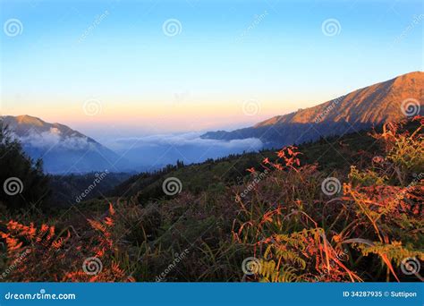 Sunset At Mount Bromo Volcanoes Stock Image Image Of Drought Park