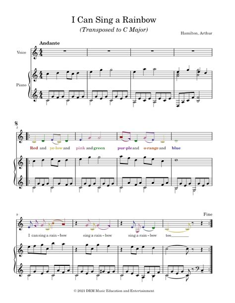 I Can Sing A Rainbow Sheet Music For Piano Vocals Piano Voice