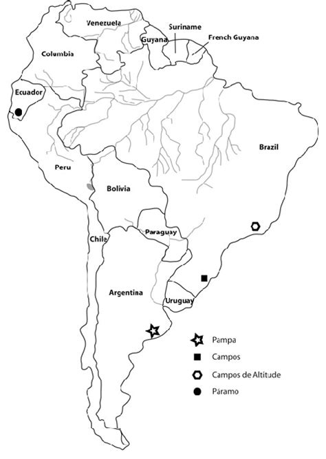 Map Showing The Study Sites Within The Grasslands Of South America