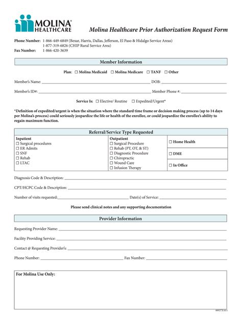 Molina Prior Authorization Form Fill Out And Sign Online Dochub
