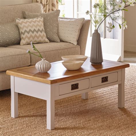 Kemble 4 Drawer Painted Coffee Table in Rustic Solid Oak
