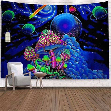 Trippy Psychedelic Mushroom Tapestry Magic Mushrooms Art Etsy