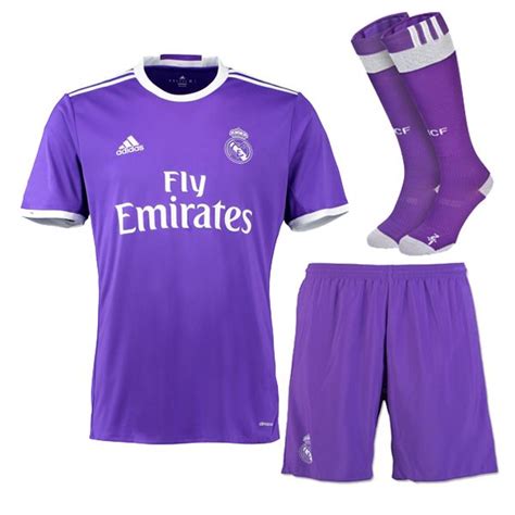 Real madrid unveiled their new home and away kit designs on thursday. Real Madrid Jersey 2016/17 Away Soccer Uniform (Shirt+Shorts+Socks) | Soccer uniforms, Soccer ...