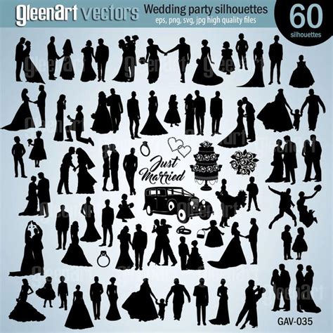 Wedding Party Silhouette Vector At Collection Of Wedding Party Silhouette