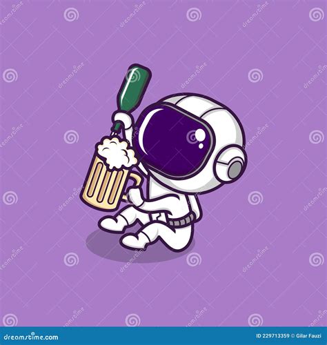 Cute Astronaut Beer Stock Vector Illustration Of Beer 229713359