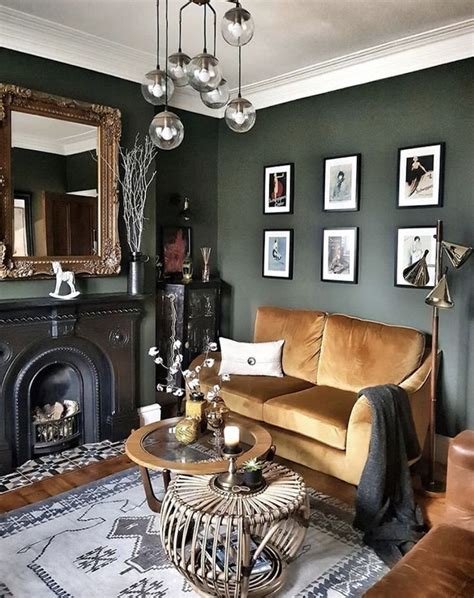 ️ 98 Beautiful Dark Green Living Room Wall Design Ideas 39 Dark Green