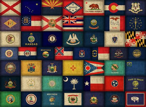 The united states flag code establishes advisory rules for display and care of the flag of the united states. All Fifty States of the United States Flags Art Mixed ...