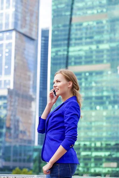 Beautiful Young Blonde Calling By Phone Stock Image Everypixel