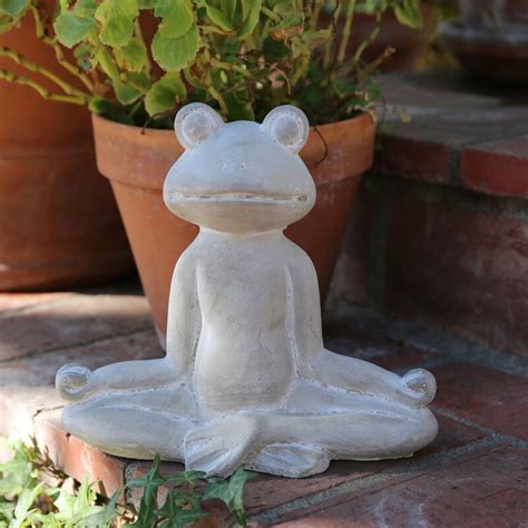 August Grove Talbert Concrete Cement Meditating Frog In Lotus Position