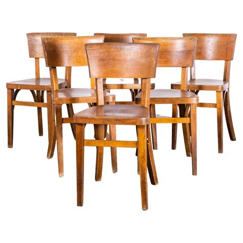 1950s French Baumann Mid Oak Bentwood Dining Chairs Set Of Six For Sale At 1stdibs