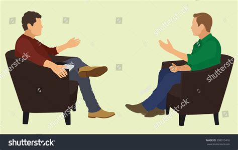 Two Man Sit Face To Face Stock Illustrations Images Vectors