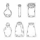 Potion Illustrazione Bottiglie Scarabocchi Flaschen Krabbels Glasflessen Ontwerp Umriss sketch template