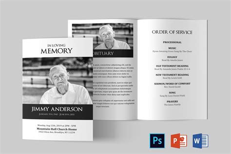 Funeral Program Template Funeral Program Template Word 8 Pages