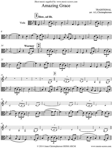 Amazing Grace Viola 7 Mins Sheet Music Notes By Traditional Viola