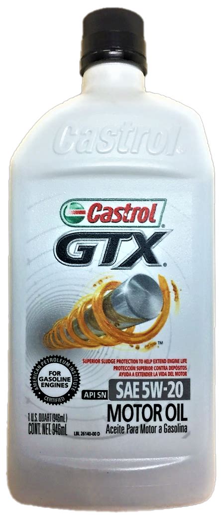 Castrol Gtx Sae 5w 20 Api Snilsac Gf 5 Motor Oil