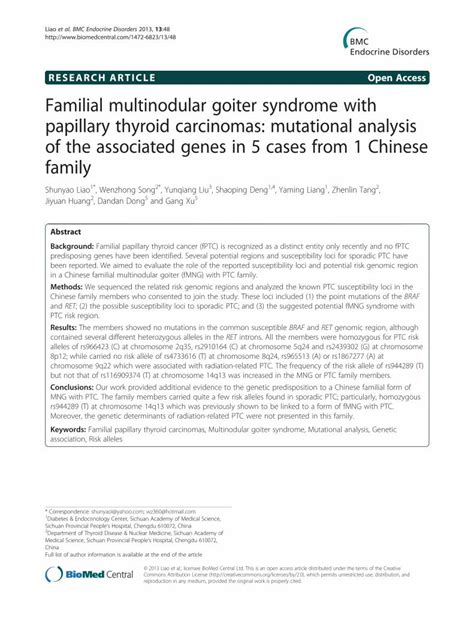 Pdf Familial Multinodular Goiter Syndrome With Biomed Central