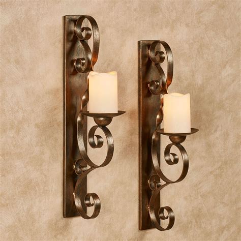 Eclectic large black diamond mesh metal wall sconce with mirrors. Stetson Aged Gold Metal Wall Sconce Pair | Metal wall ...