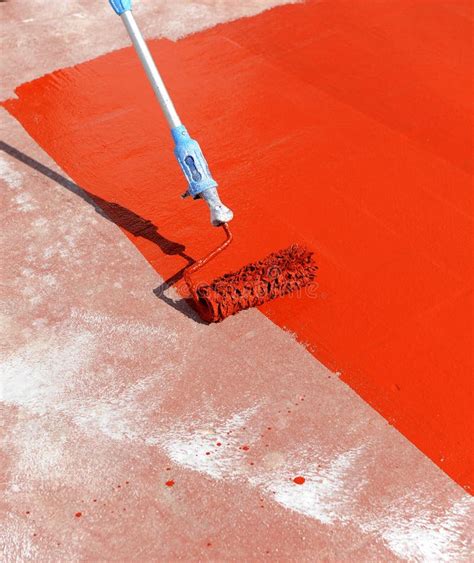 Waterproofing The House Terrace With Red Rubber Waterproof Coating