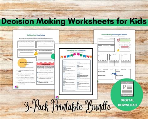 Decision Making Worksheet For Kids Helping Kids To Develop Core Values