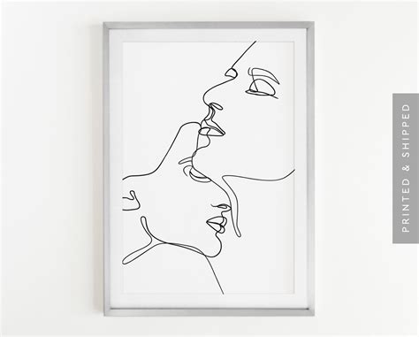 Do not use these charas without my. Couple Art PRINTED ART One Line Drawing Print Sketch Art ...
