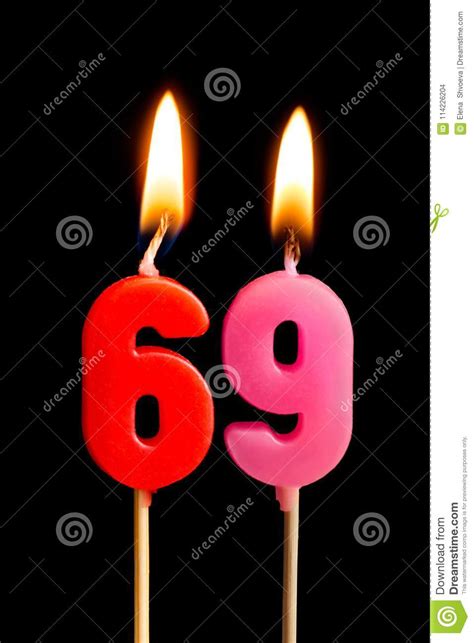 Burning Candles In The Form Of 69 Sixty Nine Numbers Dates For Cake