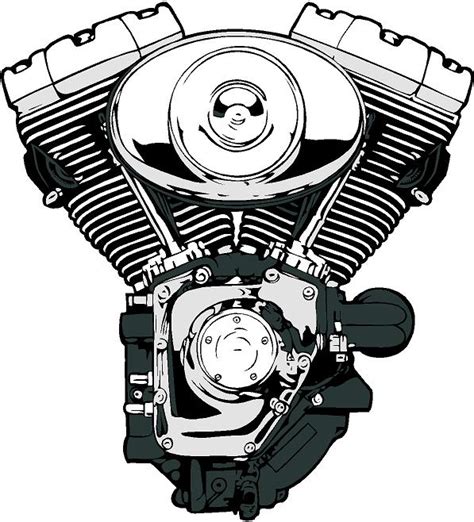 Motorcycle engine with metal wings of tailpipe vector illustration isolated on white background. V engine clipart - Clipground